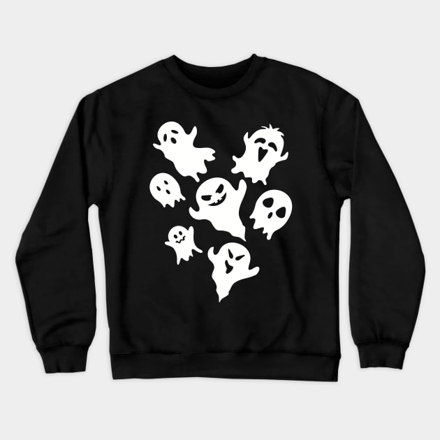 White Halloween Ghosts Crewneck Sweatshirt by Funky Chik’n